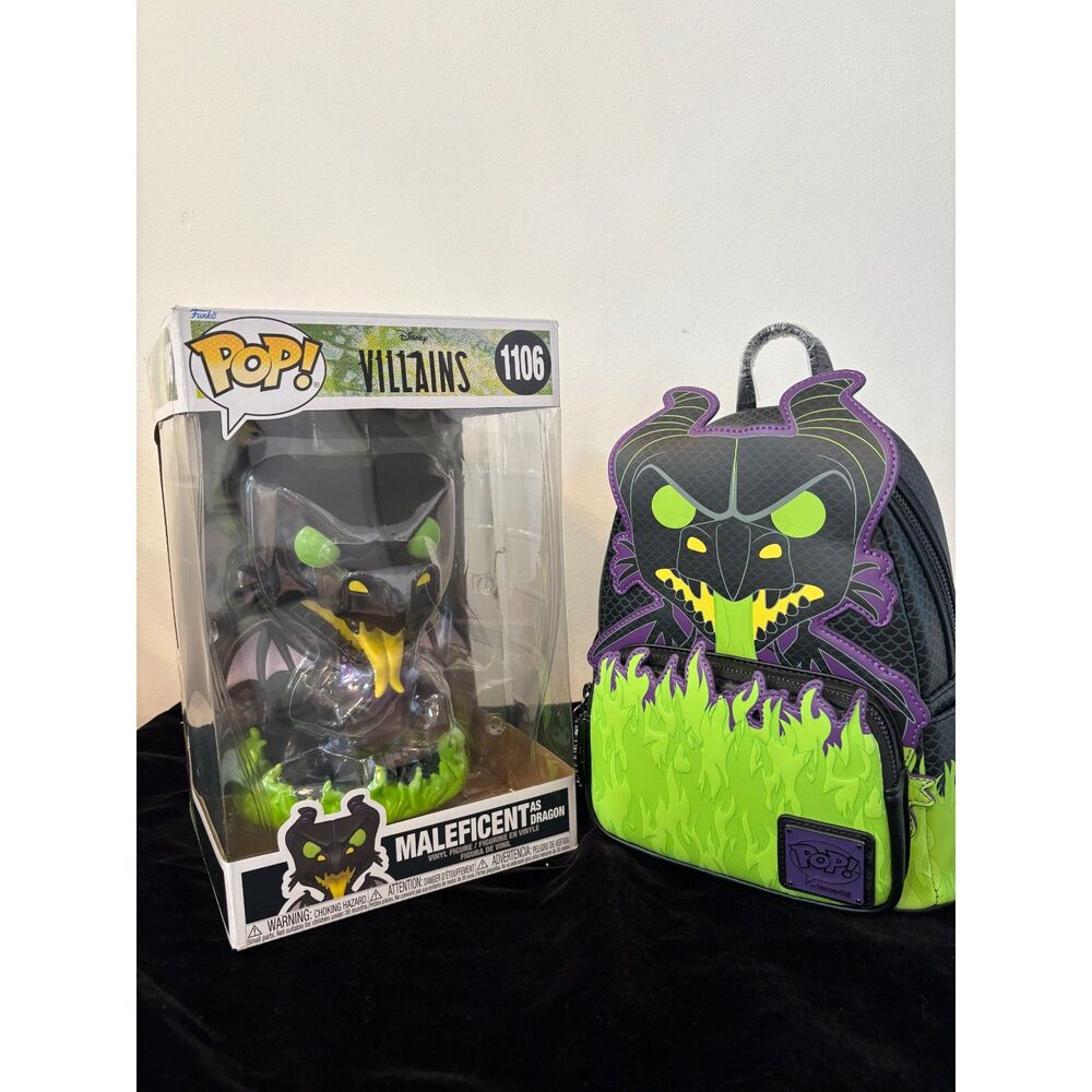 Disney Maleficent Dragon Glow Backpack & Funko 10” Jumbo Dragon Bundle NWT